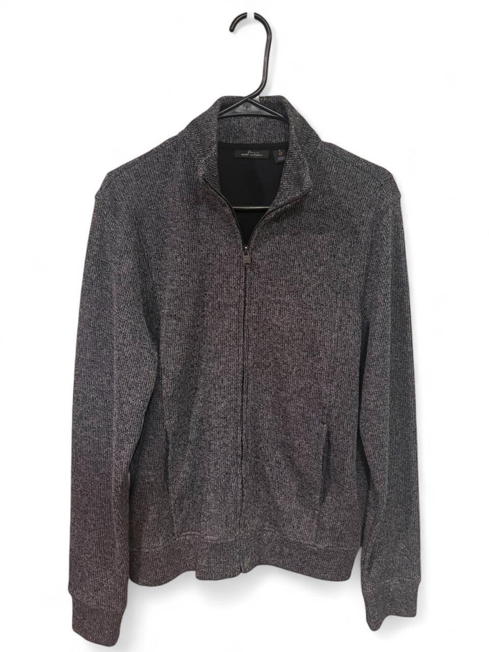 Marc Anthony Men's Charcoal Knit Full-Zip Sweater